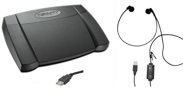 Digitales Schreibset USB Fußschalter und Kophörer